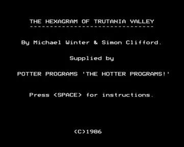 Hexagram of Trutania Valley (1986)(Potter Programs)[h TSTH] screen shot title